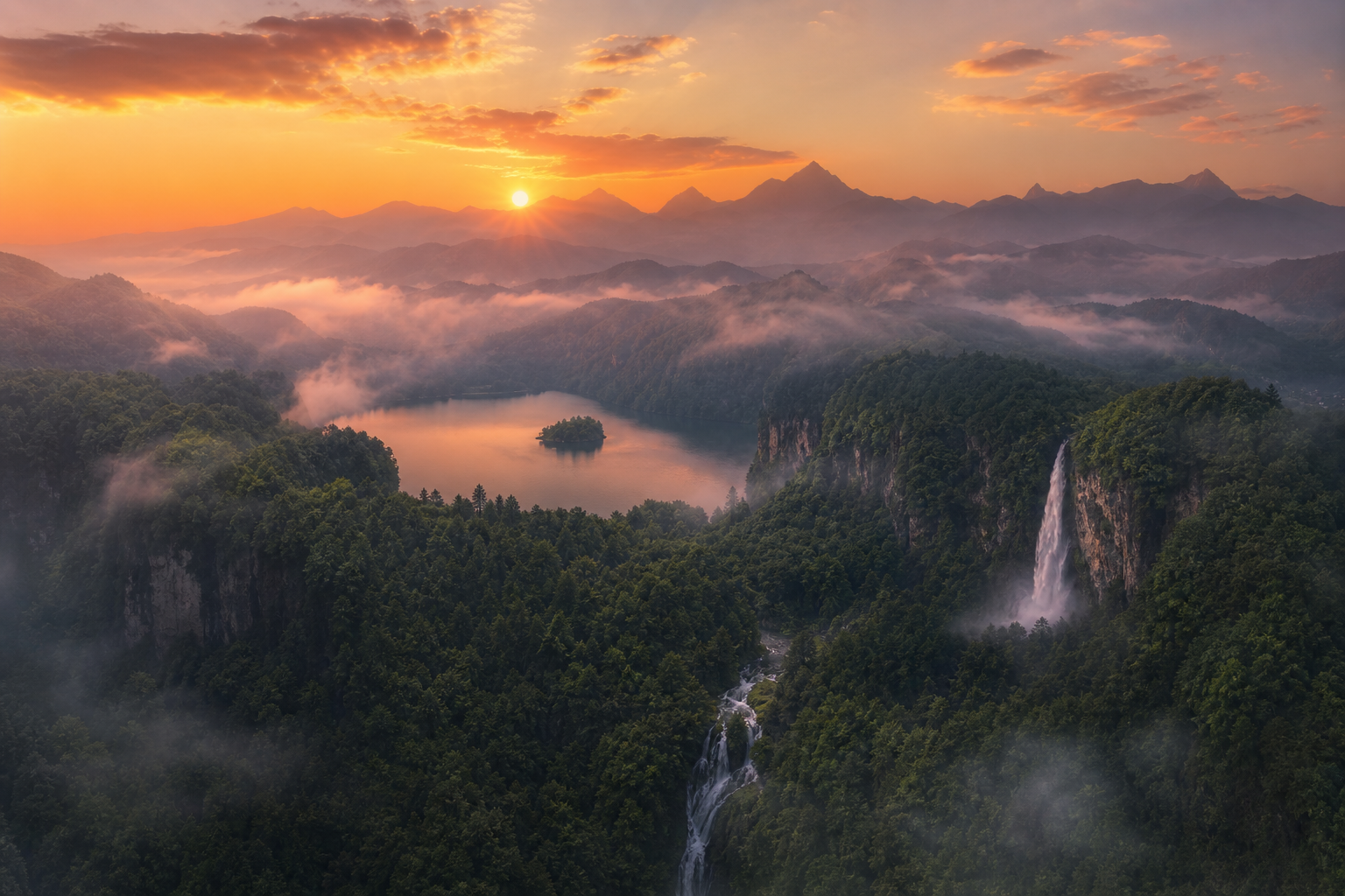 Mountain Lake Sunrise Nature Wallpaper  1 4K