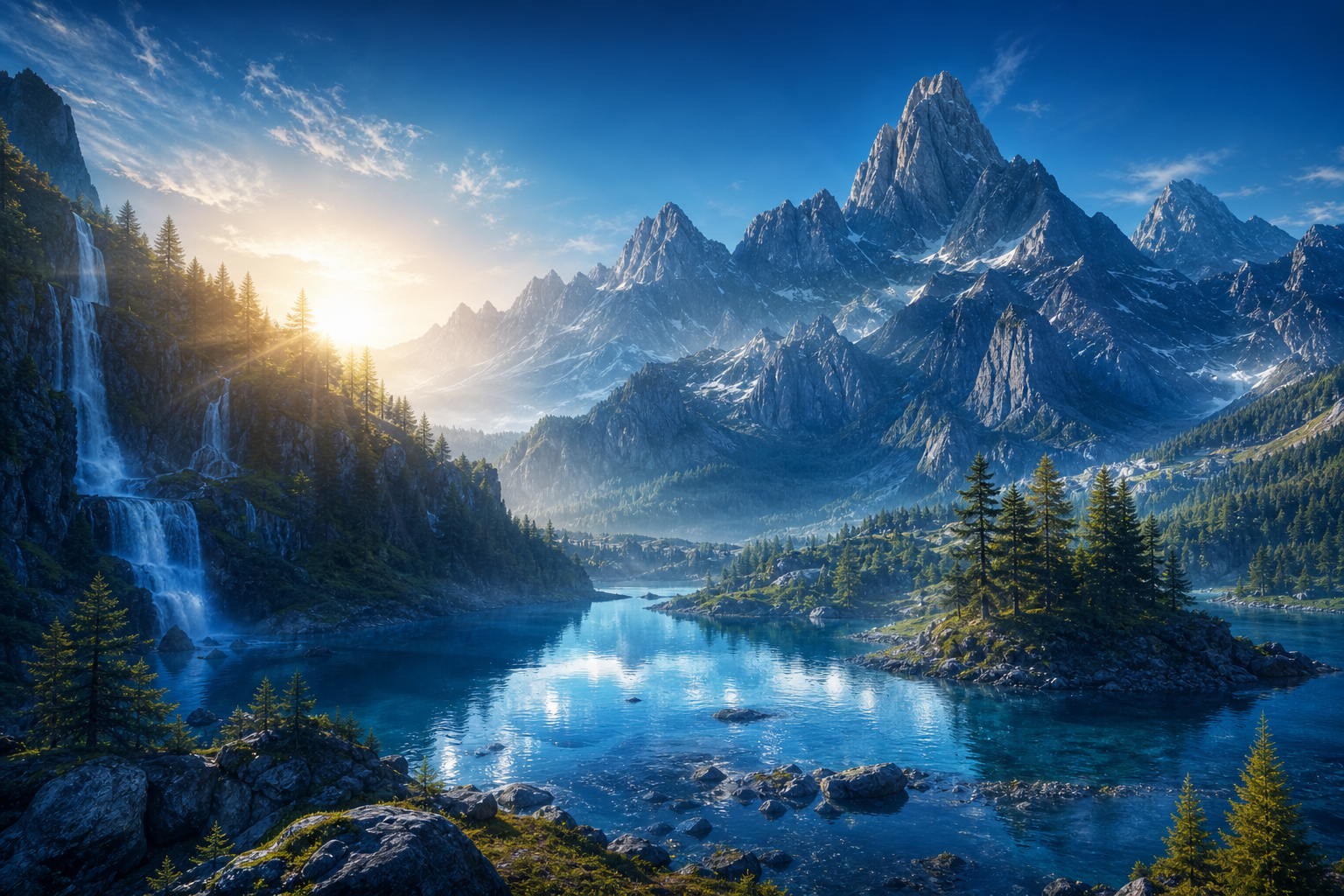 Mountain Lake Sunrise Nature Wallpaper  1 4K