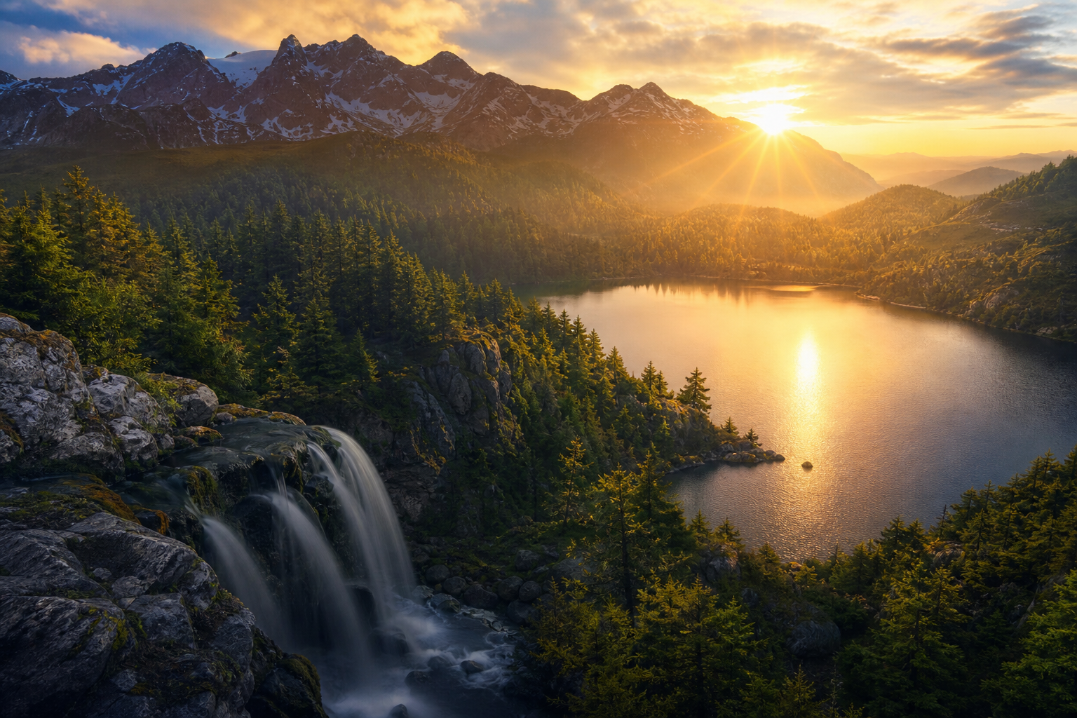 Mountain Lake Sunrise Nature Wallpaper  1 4K