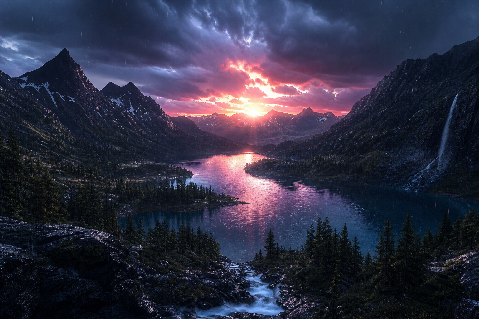 Mountain Lake Sunrise Nature Wallpaper  1 4K