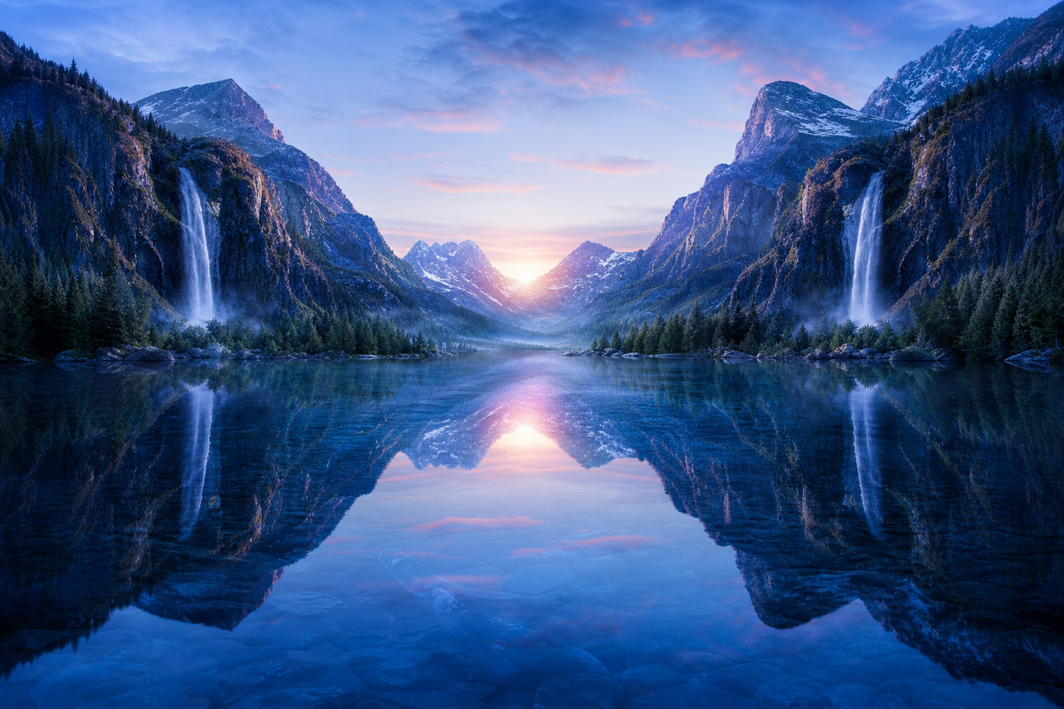Mountain Lake Sunrise Nature Wallpaper  1 4K
