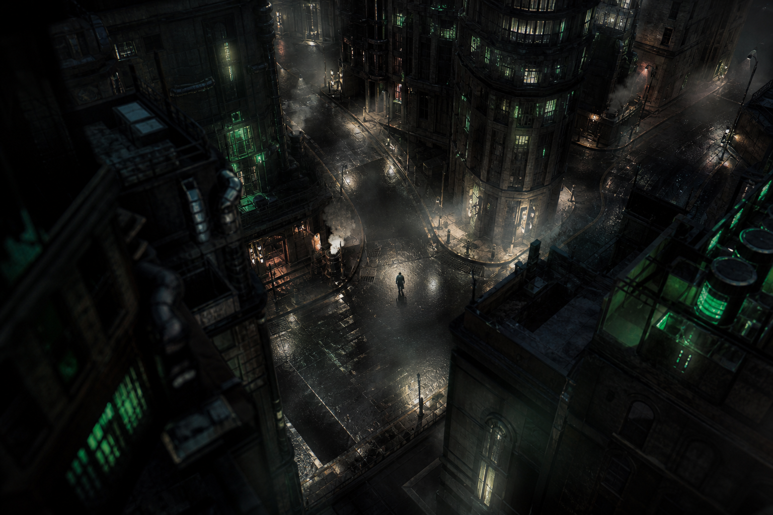 Mysterious Noir City Street With Rain And Dramatic Lighting Movie Wallpaper  4 4K