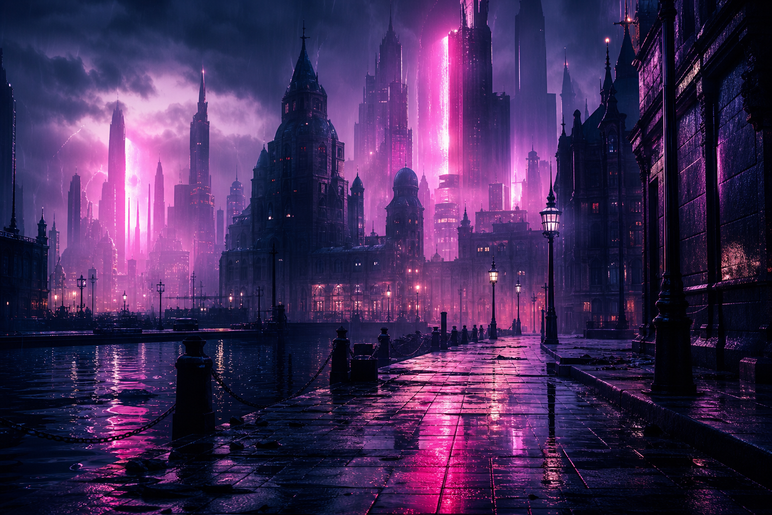 Mysterious Noir City Street With Rain And Dramatic Lighting Movie Wallpaper  4 4K