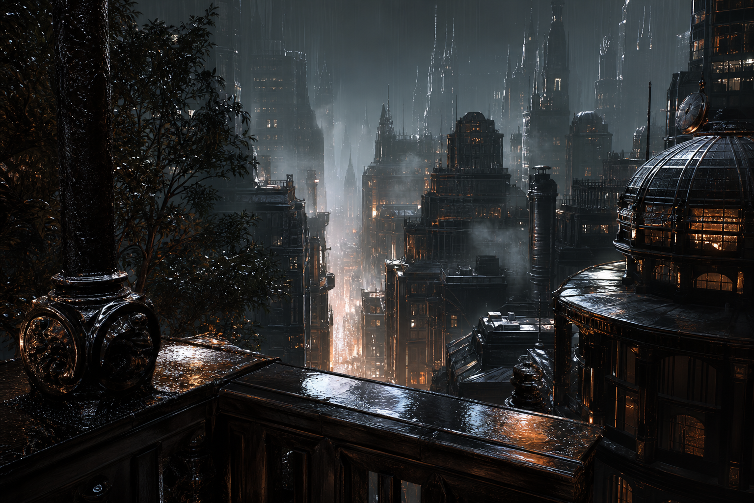 Mysterious Noir City Street With Rain And Dramatic Lighting Movie Wallpaper  4 4K