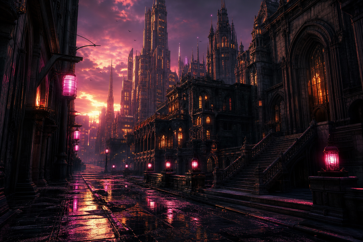 Mysterious Noir City Street With Rain And Dramatic Lighting Movie Wallpaper  4 4K