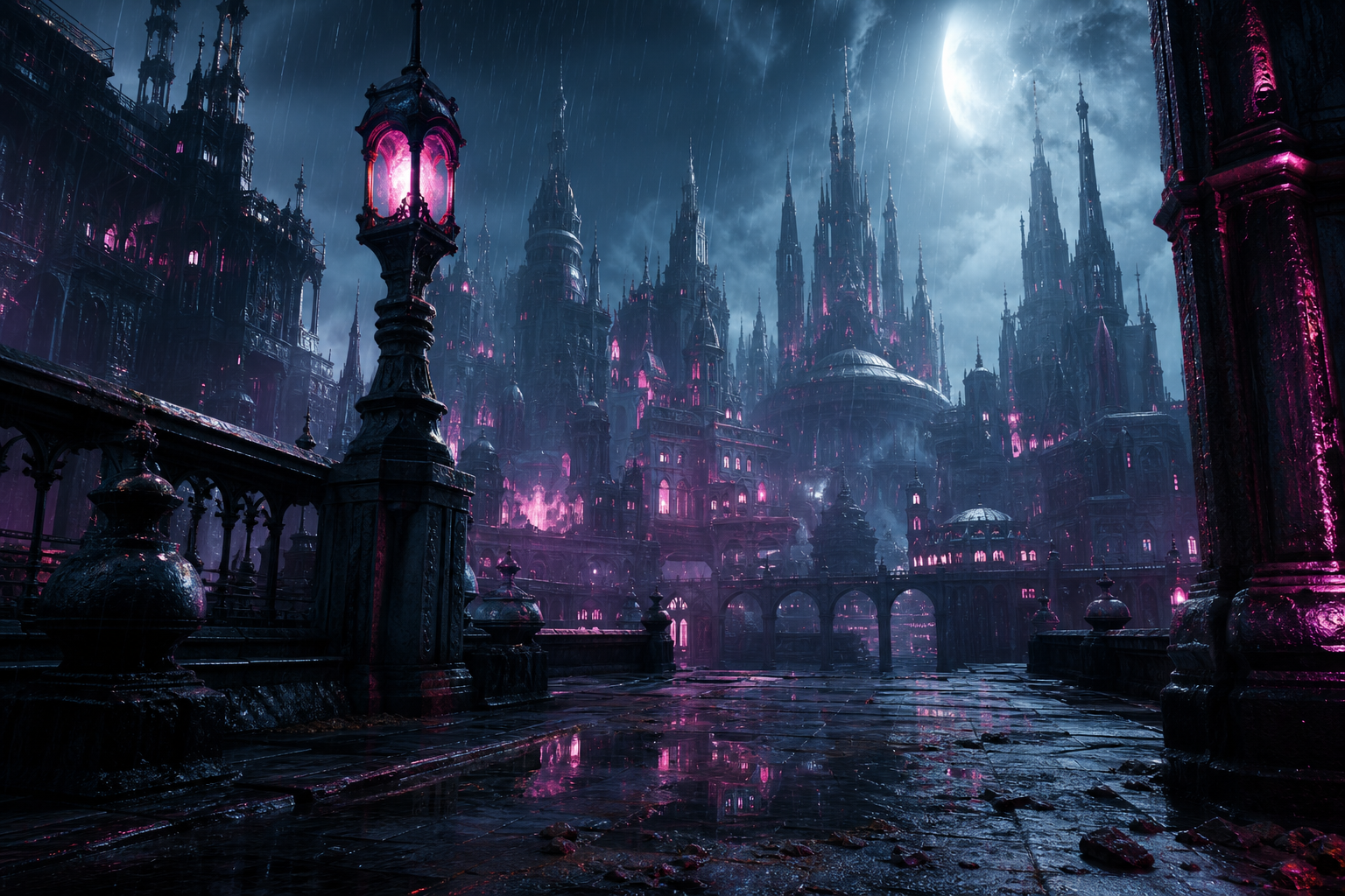Mysterious Noir City Street With Rain And Dramatic Lighting Movie Wallpaper  4 4K