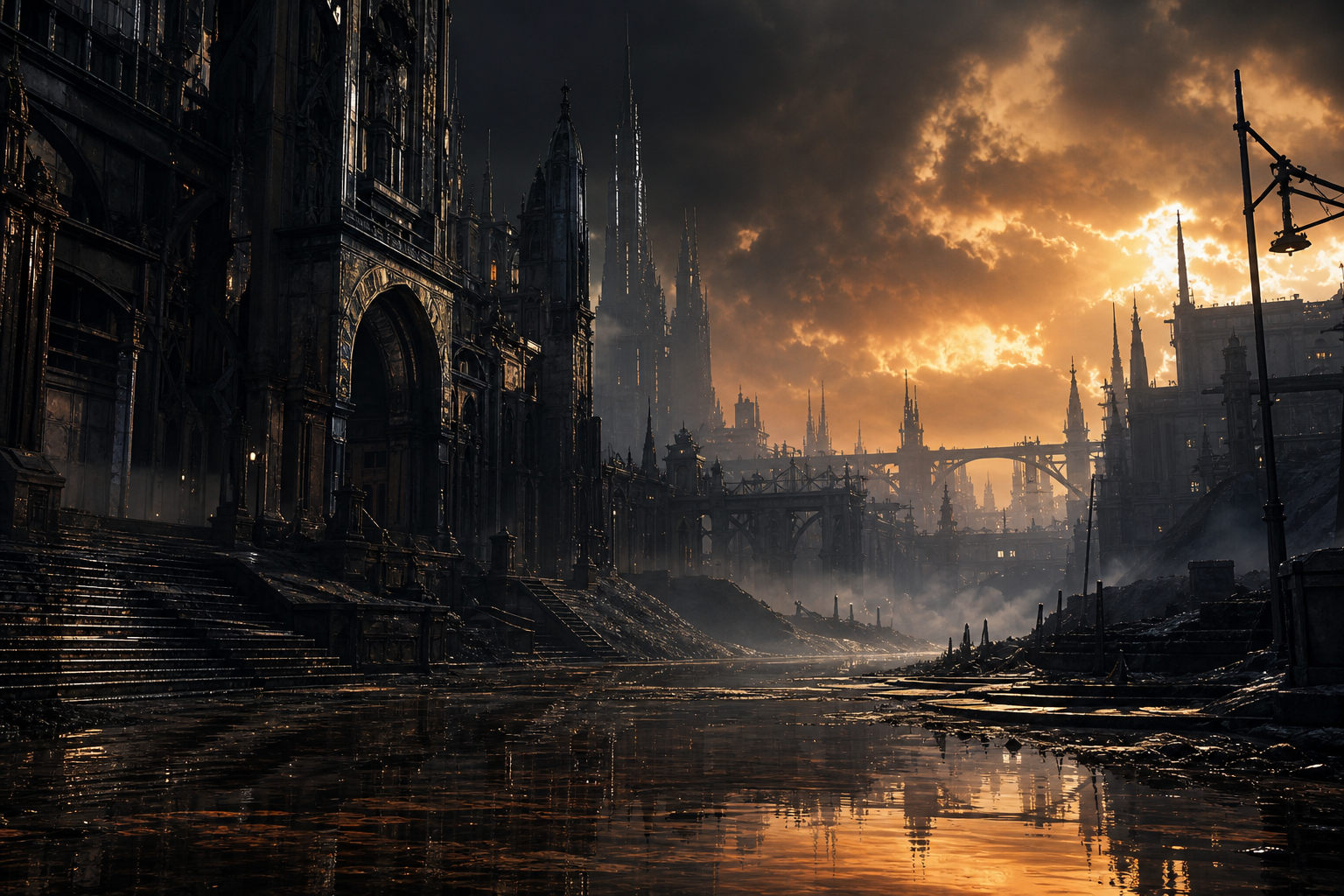Mysterious Noir City Street With Rain And Dramatic Lighting Movie Wallpaper  4 4K