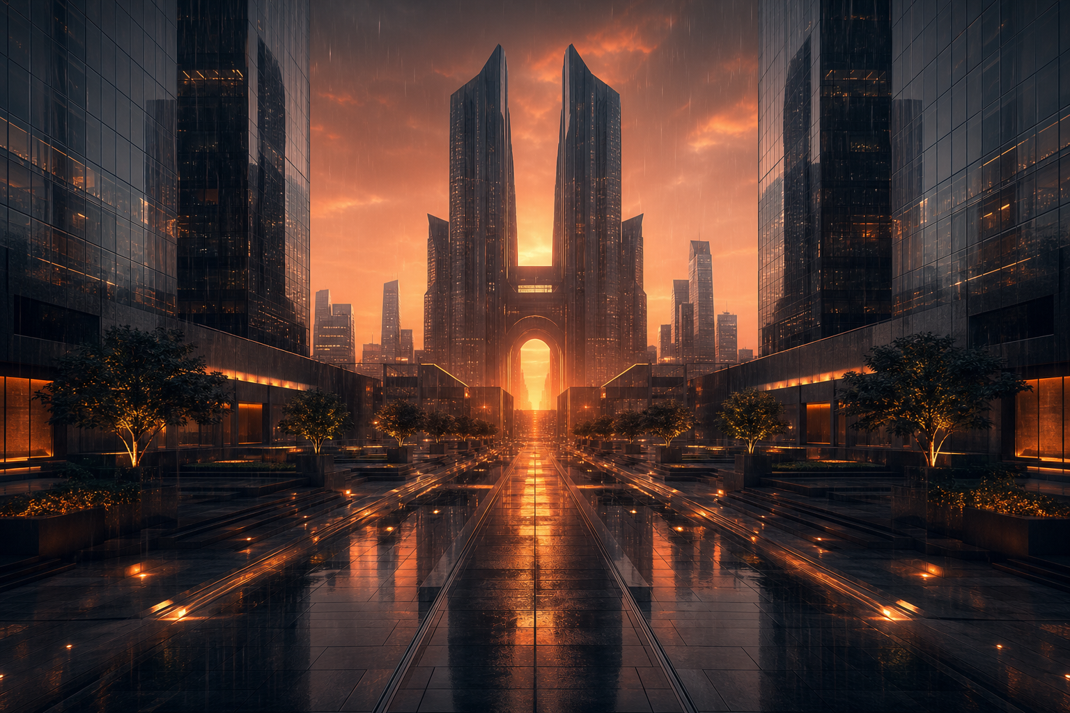 Neon Cyberpunk City In Rain Architecture Wallpaper 1 4K 13 4K Architecture Wallpaper