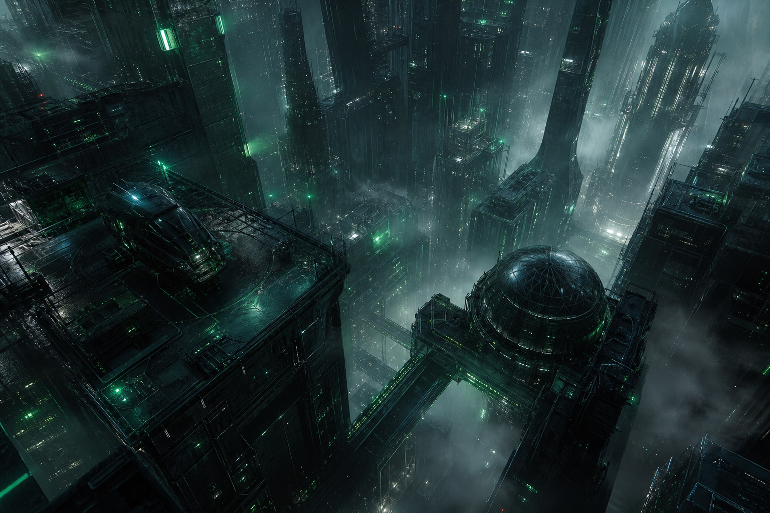 Neon Cyberpunk City In Rain Architecture Wallpaper  1 4K