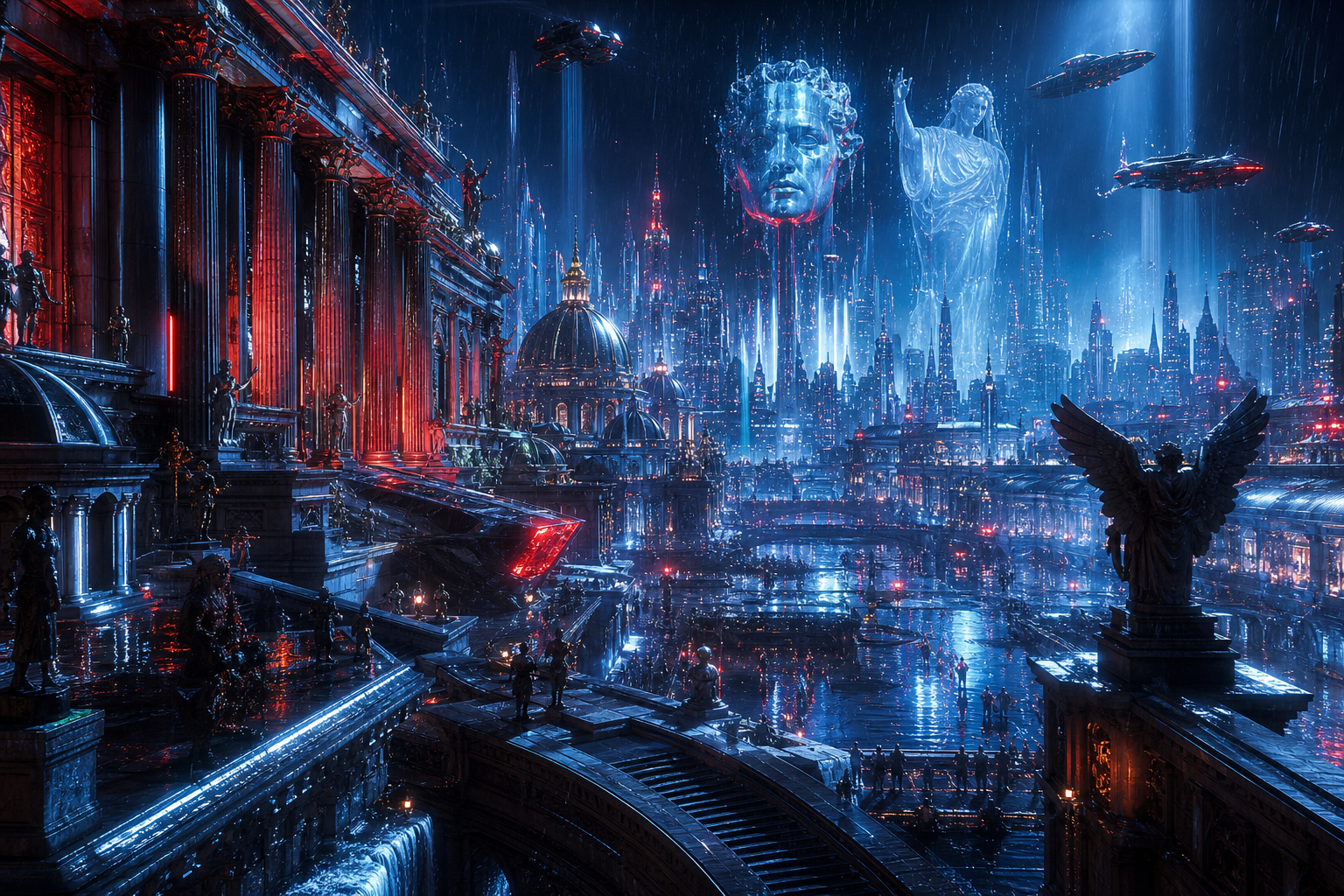 Neon Cyberpunk City In Rain Art Wallpaper  1 4K