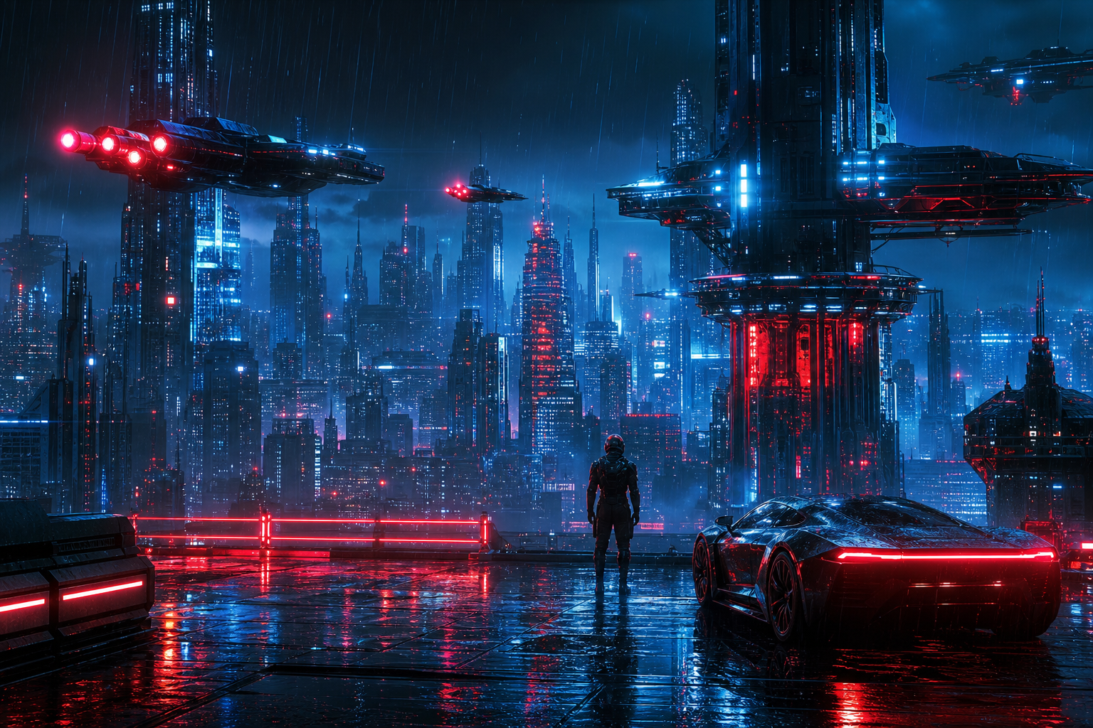 Neon Cyberpunk City In Rain Cyberpunk Wallpaper  1 4K