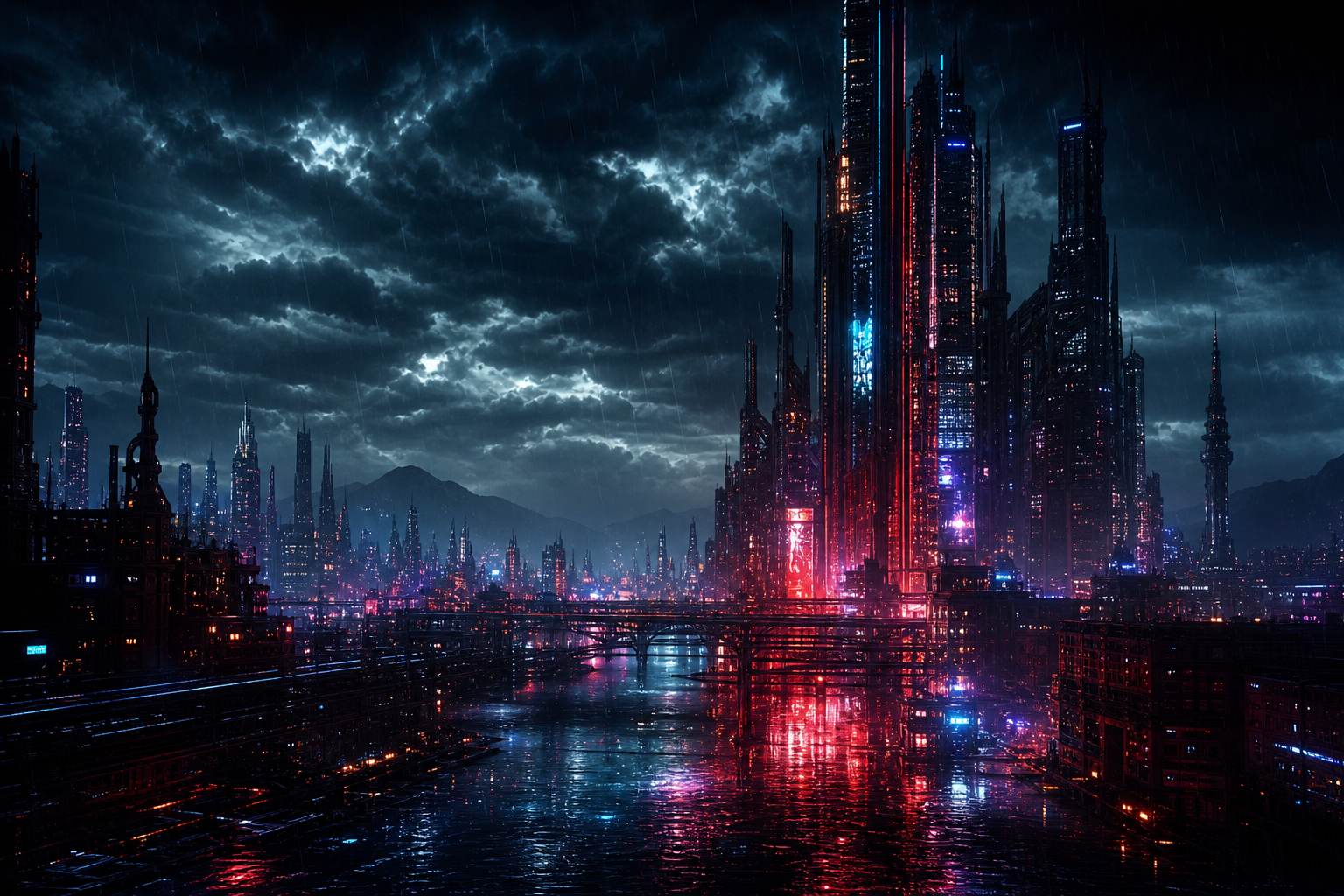 Neon Cyberpunk City In Rain Cyberpunk Wallpaper  1 4K
