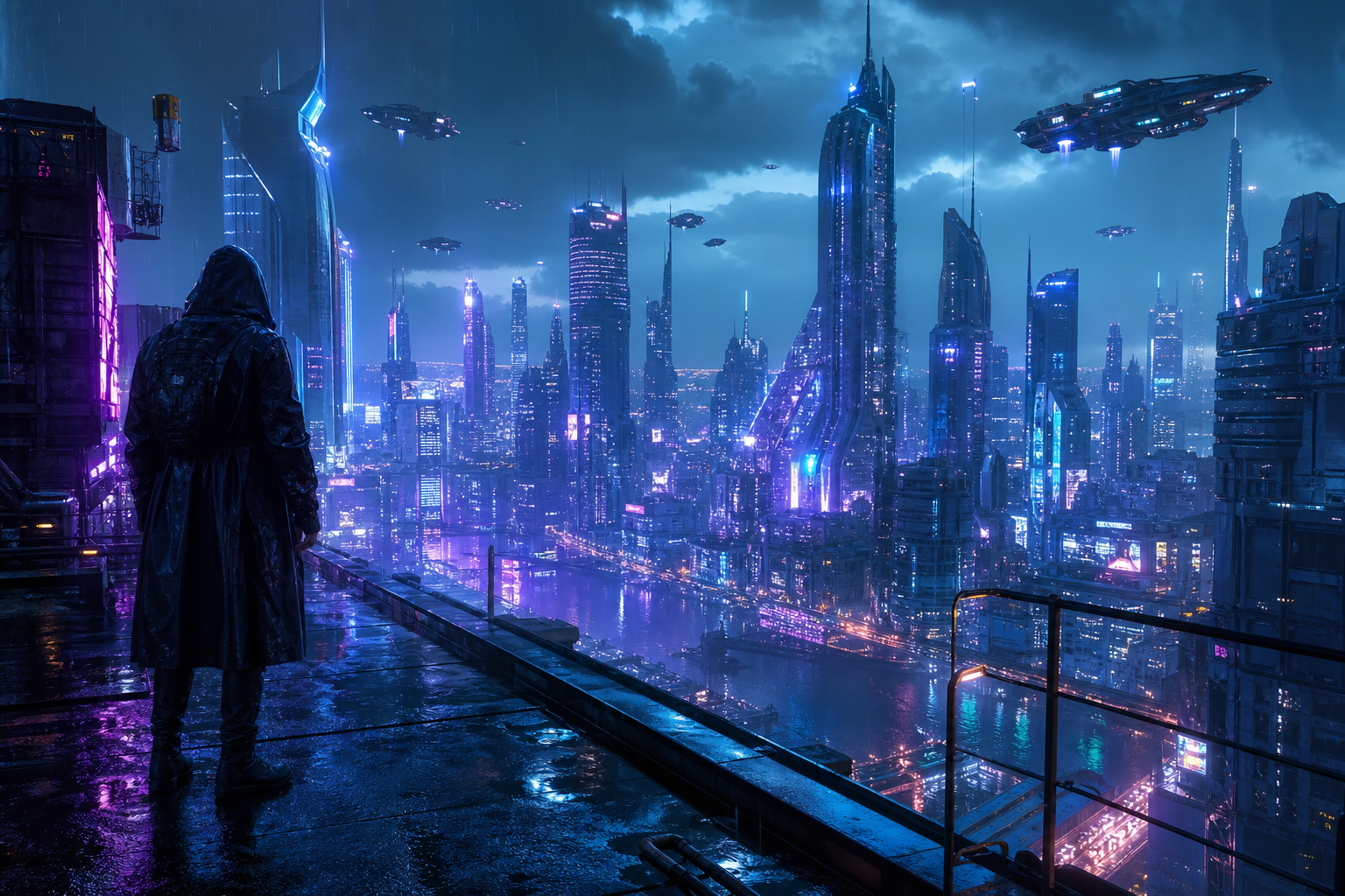 Neon Cyberpunk City In Rain Cyberpunk Wallpaper  1 4K