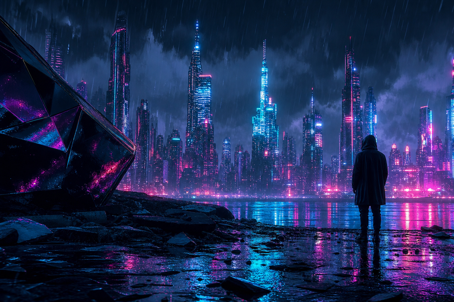 Neon Cyberpunk City In Rain Cyberpunk Wallpaper  1 4K