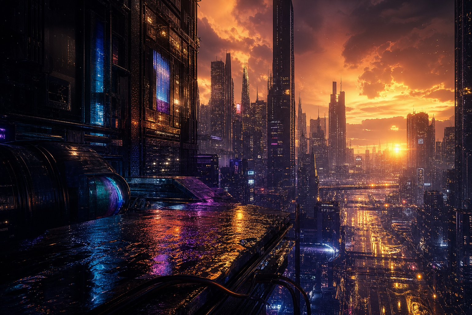 Neon Cyberpunk City In Rain Cyberpunk Wallpaper  1 4K