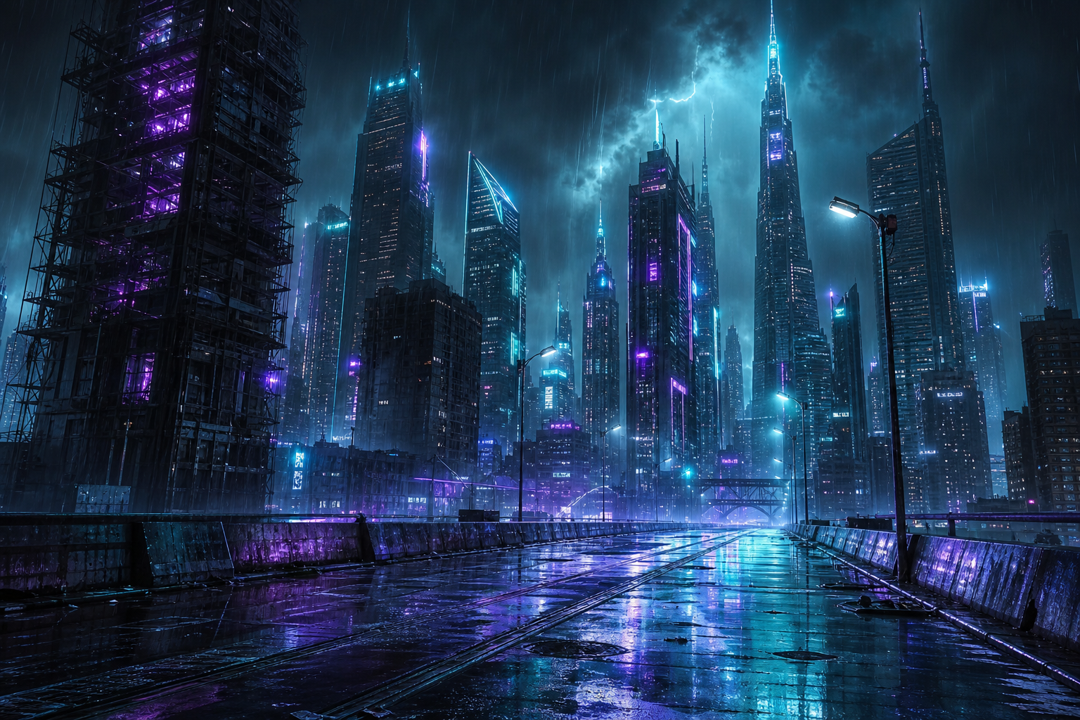 Neon Cyberpunk City In Rain Cyberpunk Wallpaper  1 4K