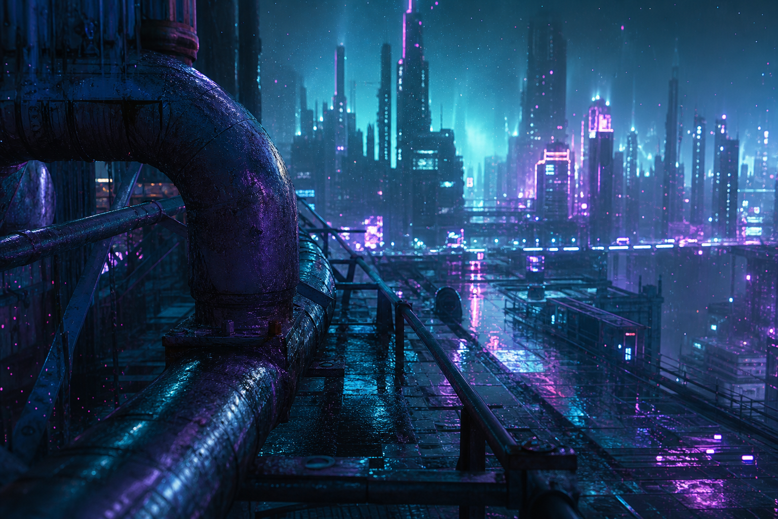 Neon Cyberpunk City In Rain Cyberpunk Wallpaper  1 4K