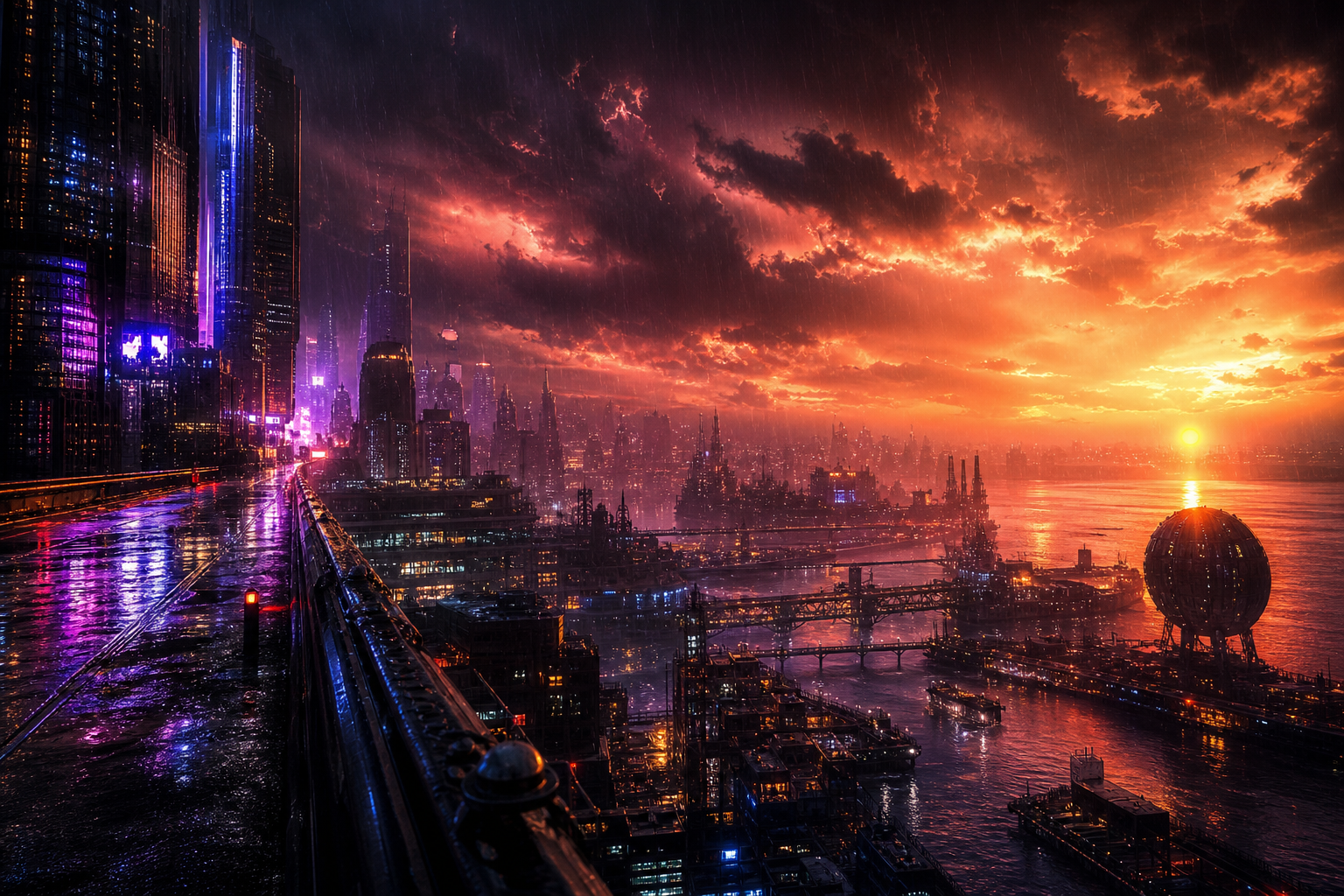 Neon Cyberpunk City In Rain Cyberpunk Wallpaper  1 4K