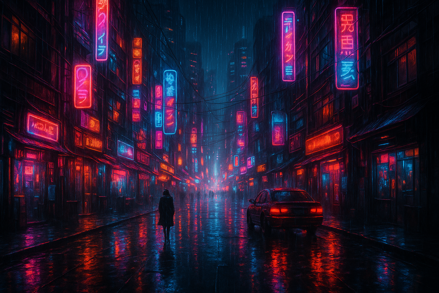 Neon Cyberpunk City In Rain Cyberpunk Wallpaper 1 4K