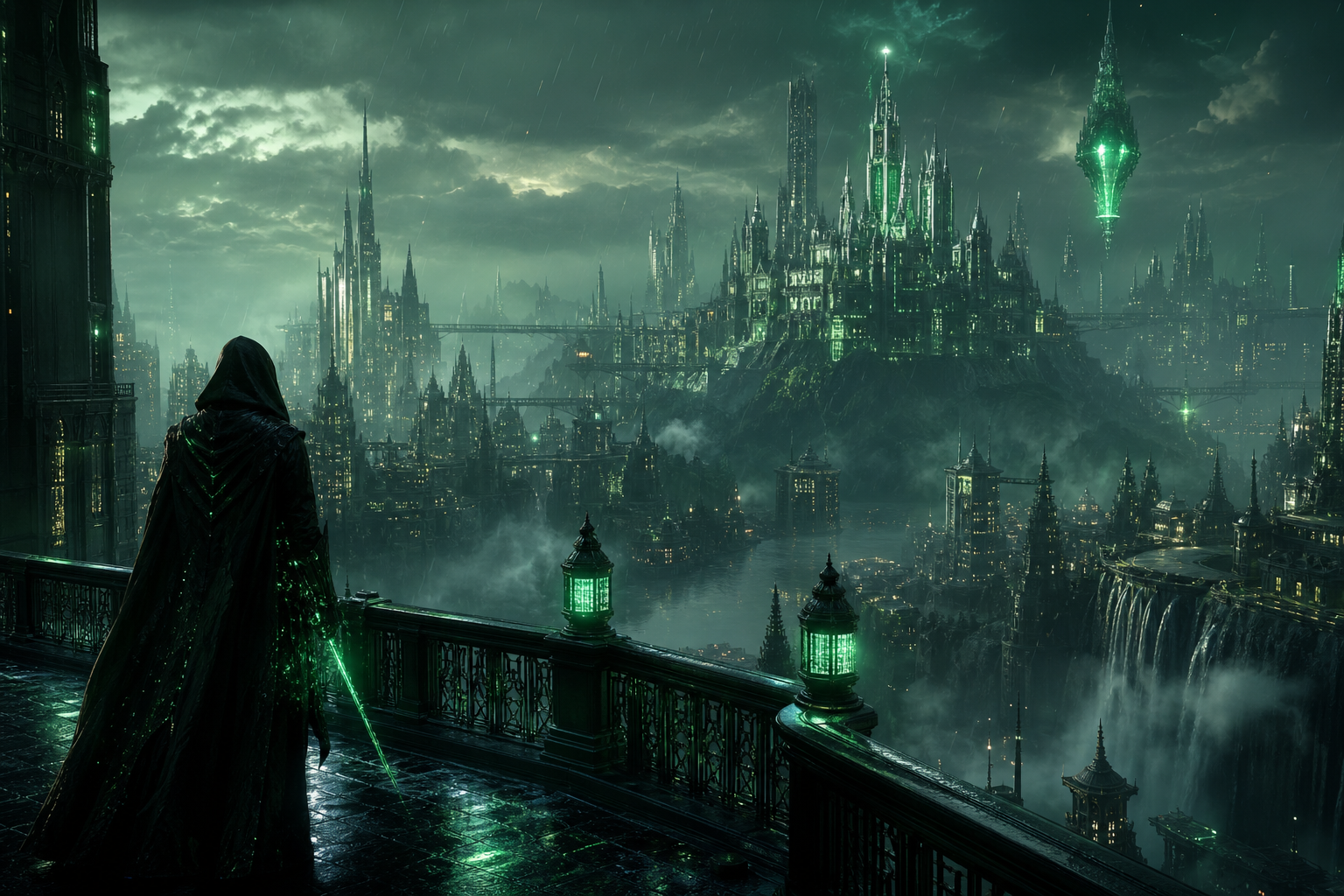 Neon Cyberpunk City In Rain Fantasy Wallpaper  1 4K