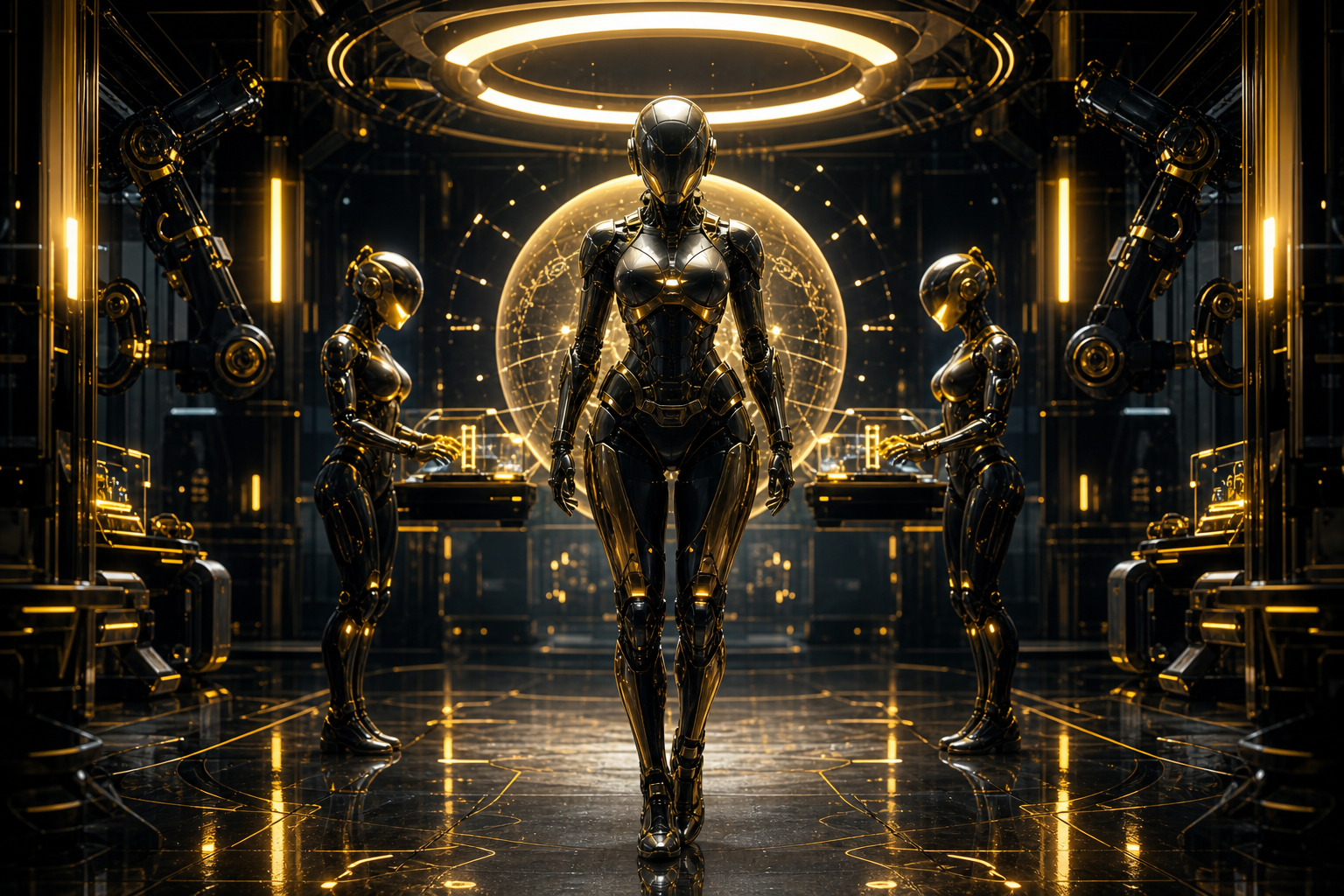 Neon Cyberpunk City In Rain Female-Androids Wallpaper  1 4K