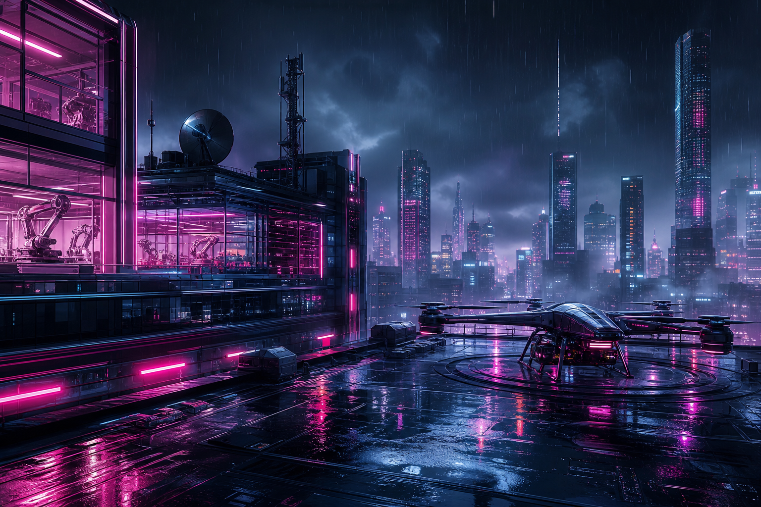 Neon Cyberpunk City In Rain Hamster-Robotics Wallpaper  1 4K
