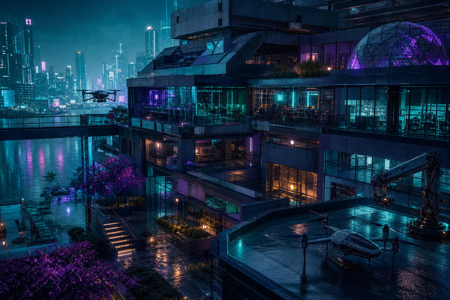 Neon Cyberpunk City In Rain Hamster-Robotics Wallpaper  1 4K