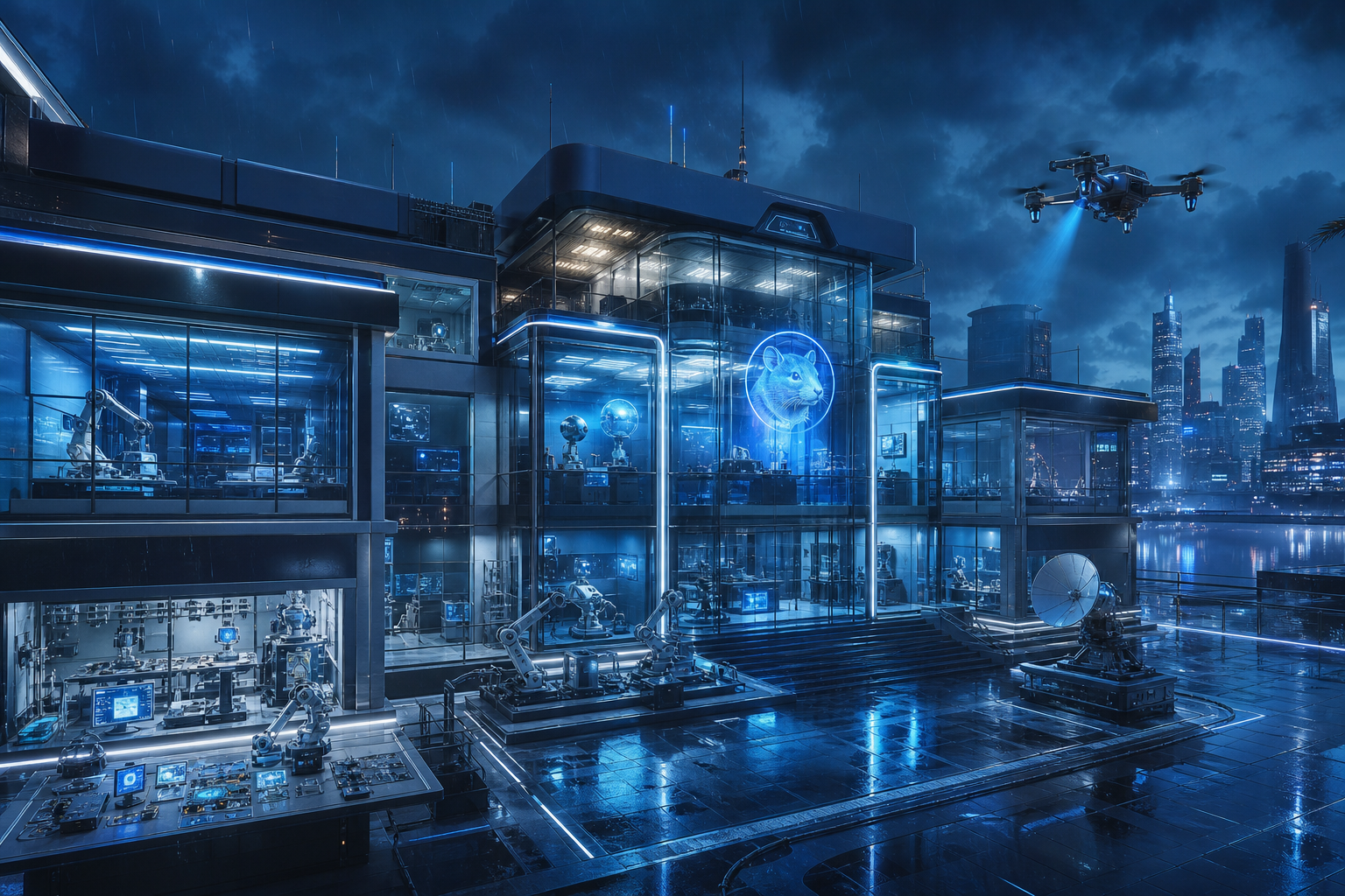 Neon Cyberpunk City In Rain Hamster-Robotics Wallpaper  1 4K