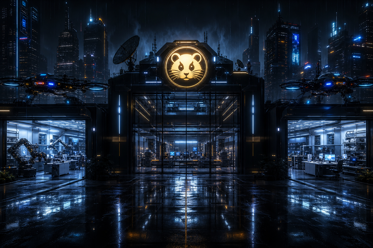 Neon Cyberpunk City In Rain Hamster-Robotics Wallpaper  1 4K