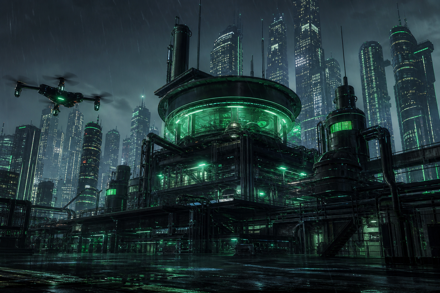 Neon Cyberpunk City In Rain Hamster-Robotics Wallpaper  1 4K
