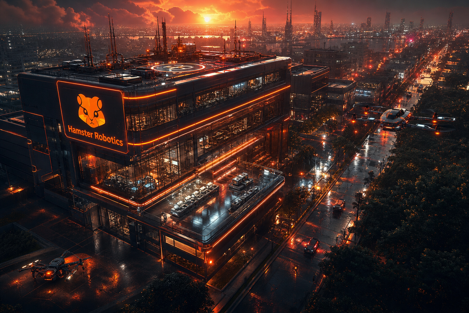 Neon Cyberpunk City In Rain Hamster-Robotics Wallpaper  1 4K
