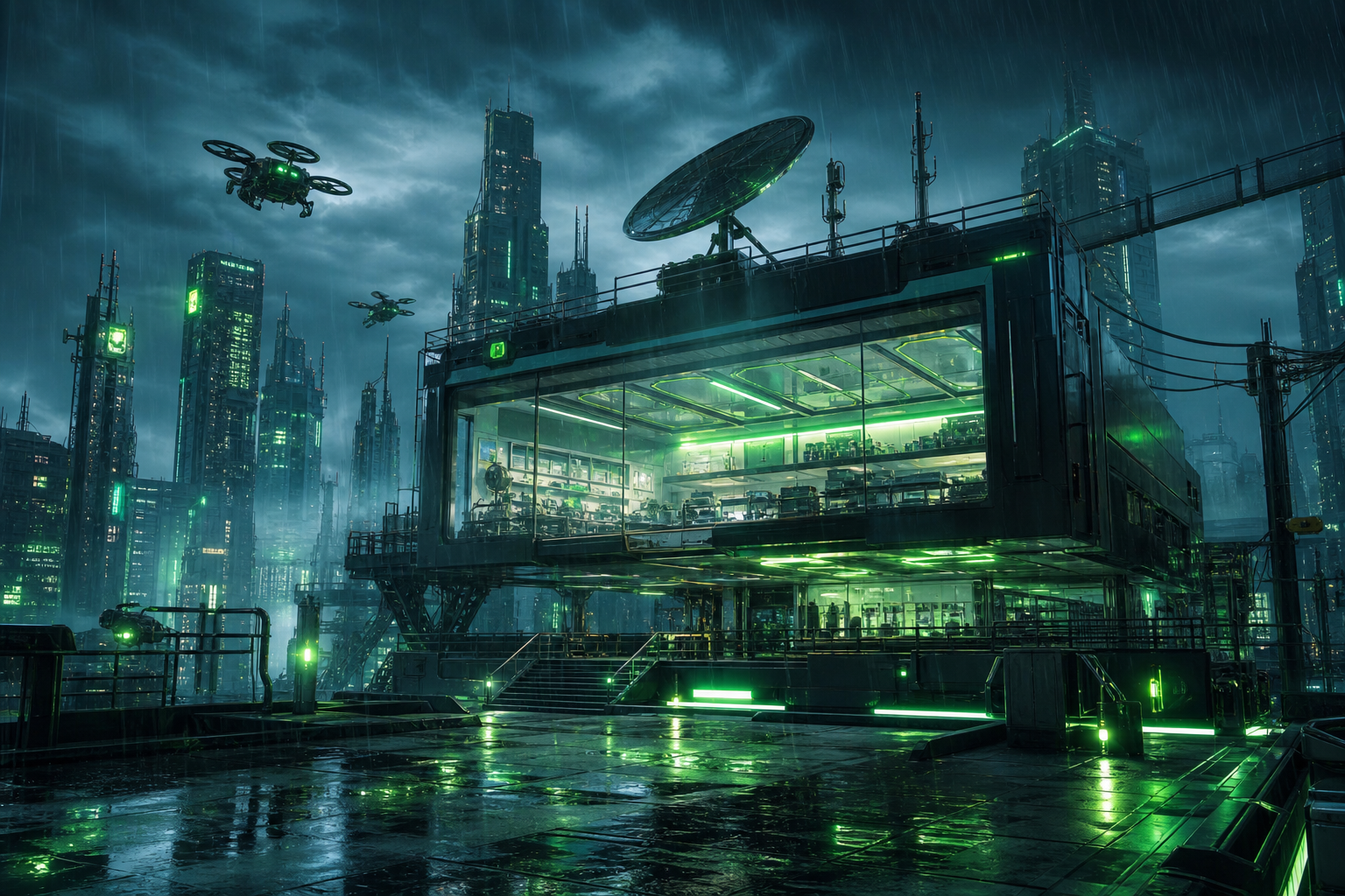 Neon Cyberpunk City In Rain Hamster-Robotics Wallpaper  1 4K