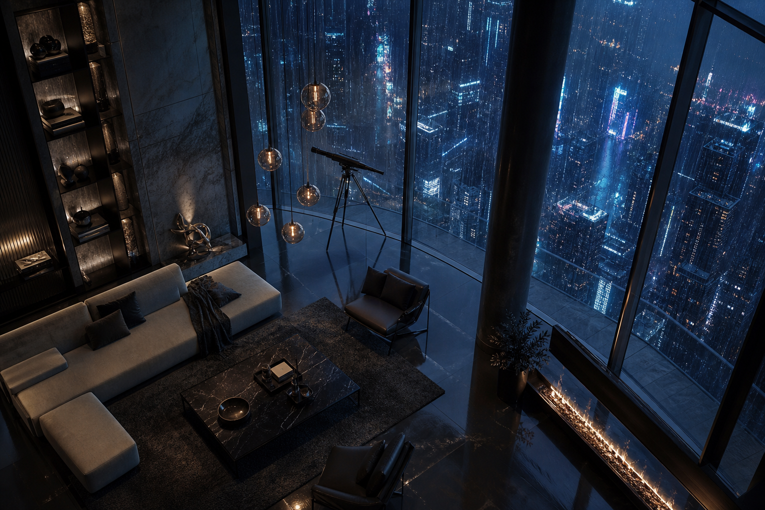Neon Cyberpunk City In Rain Interior-Design Wallpaper  1 4K