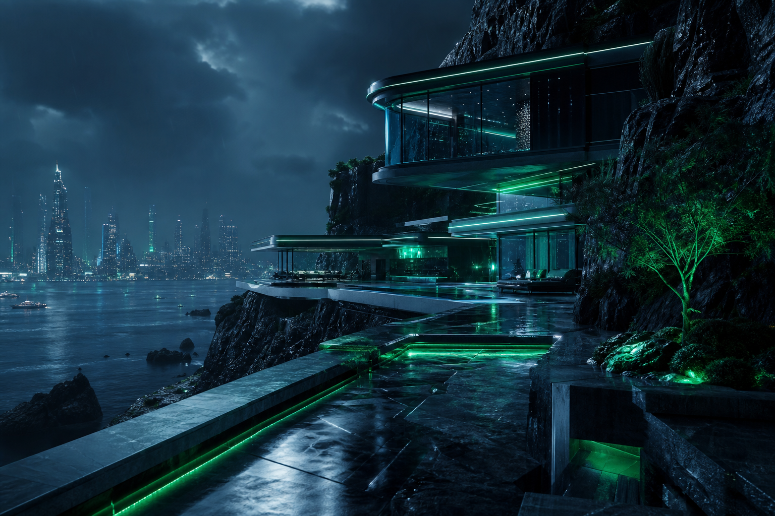 Neon Cyberpunk City In Rain Luxury Villas Wallpaper 1 4K 14 4K Luxury Villas Wallpaper