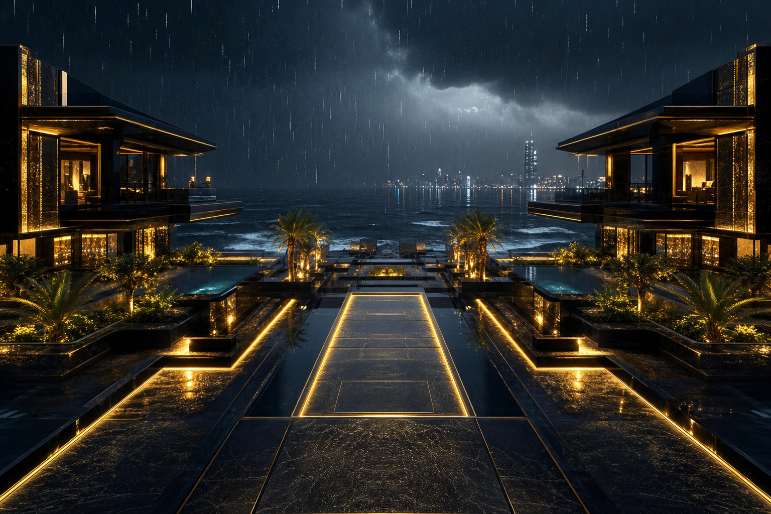 Neon Cyberpunk City In Rain Luxury Villas Wallpaper 1 4K 15 4K Luxury Villas Wallpaper