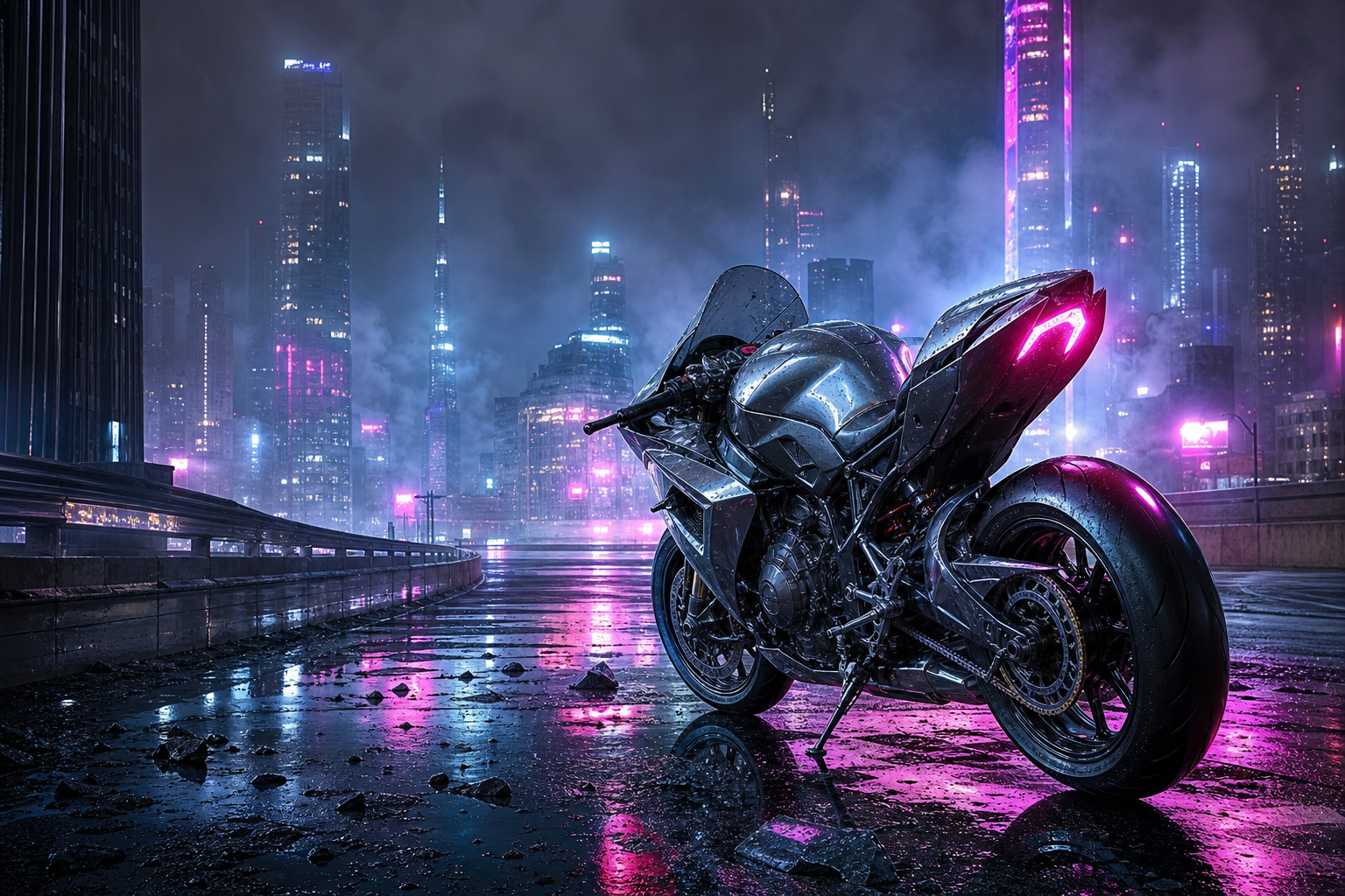 Neon Cyberpunk City In Rain Motorcycles Wallpaper 1 4K 11 4K Motorcycles Wallpaper