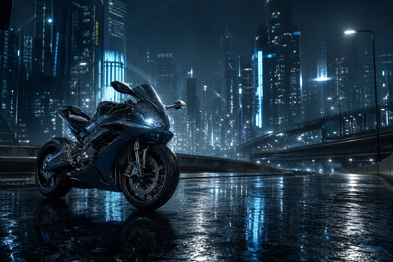Neon Cyberpunk City In Rain Motorcycles Wallpaper  1 4K