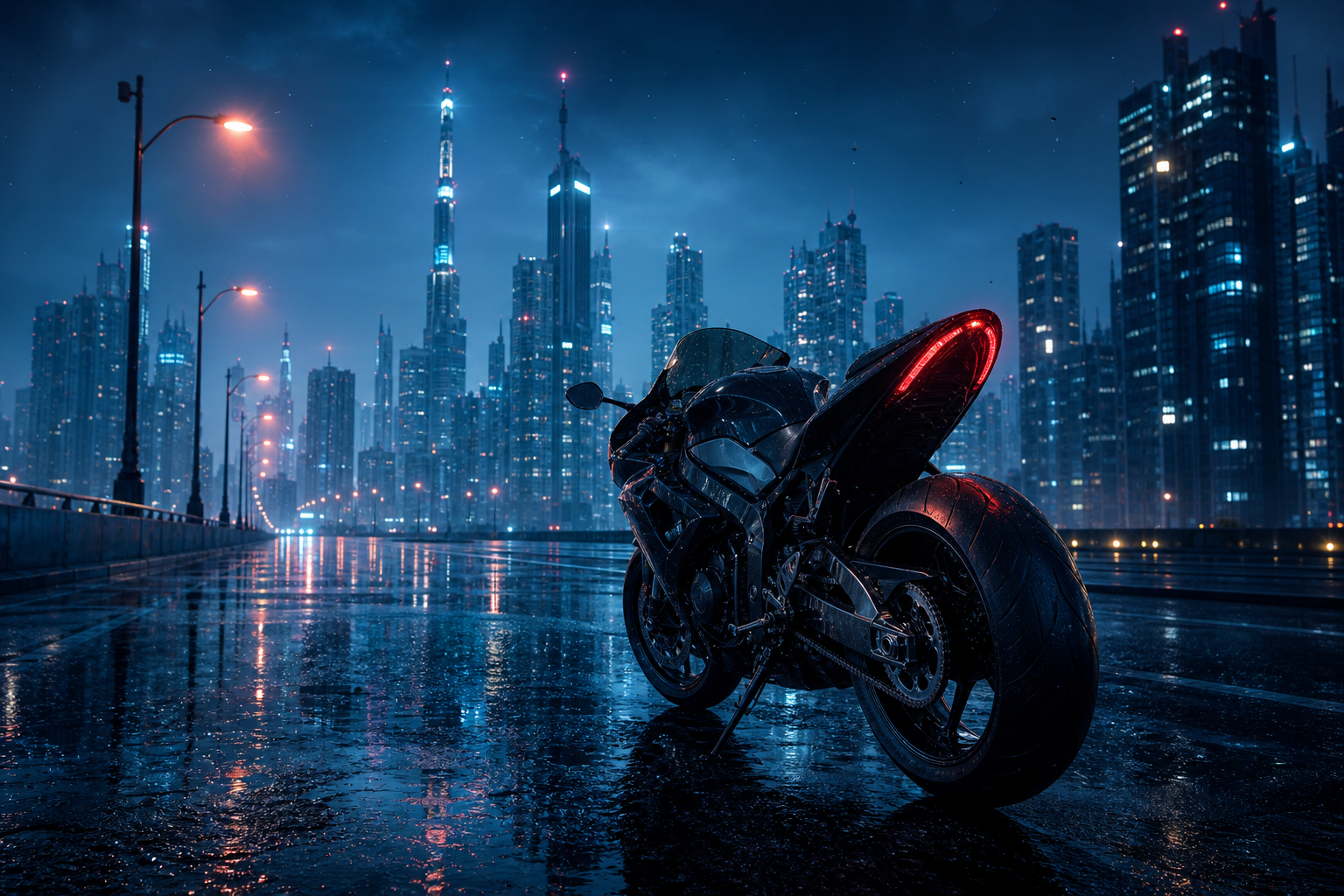 Neon Cyberpunk City In Rain Motorcycles Wallpaper  1 4K