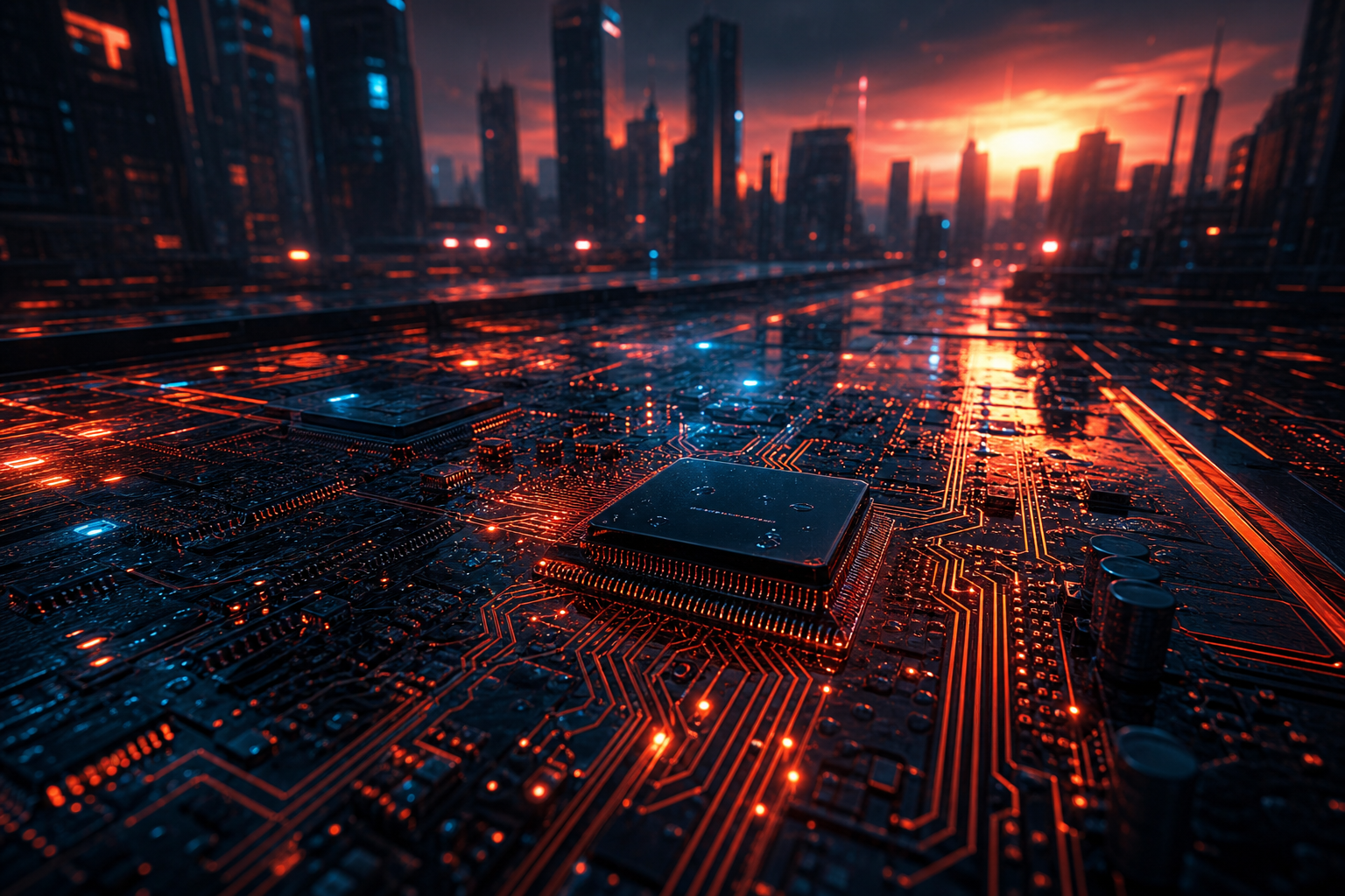 Neon Cyberpunk City In Rain Pcb Design Wallpaper 1 4K 18 4K Pcb Design Wallpaper
