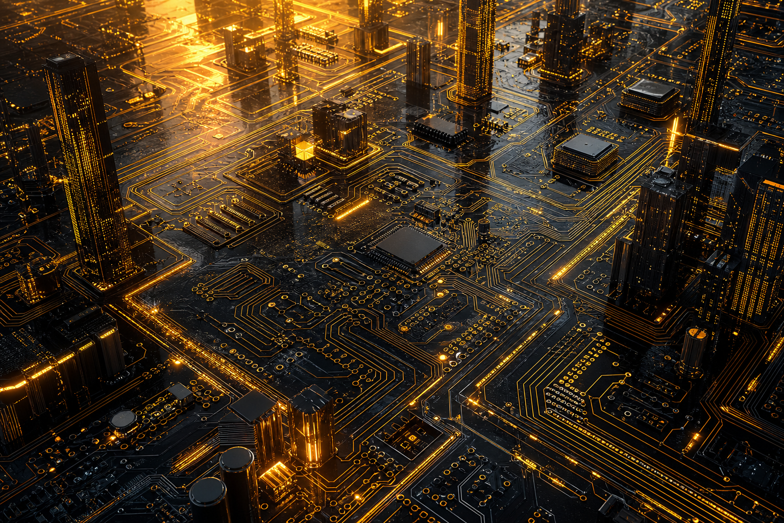 Neon Cyberpunk City In Rain Pcb-Design Wallpaper  1 4K