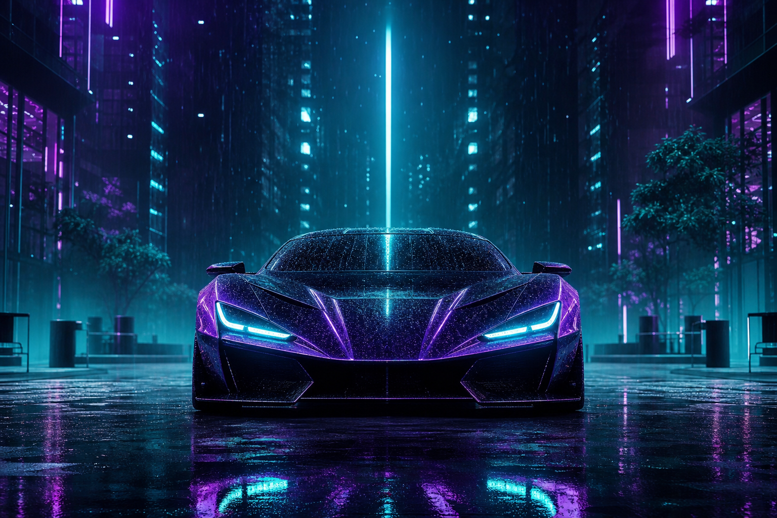 Neon Cyberpunk City In Rain Supercars Wallpaper 1 4K 11 4K Supercars Wallpaper