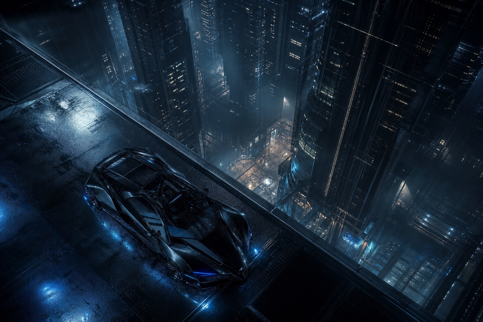 Neon Cyberpunk City In Rain Supercars Wallpaper  1 4K
