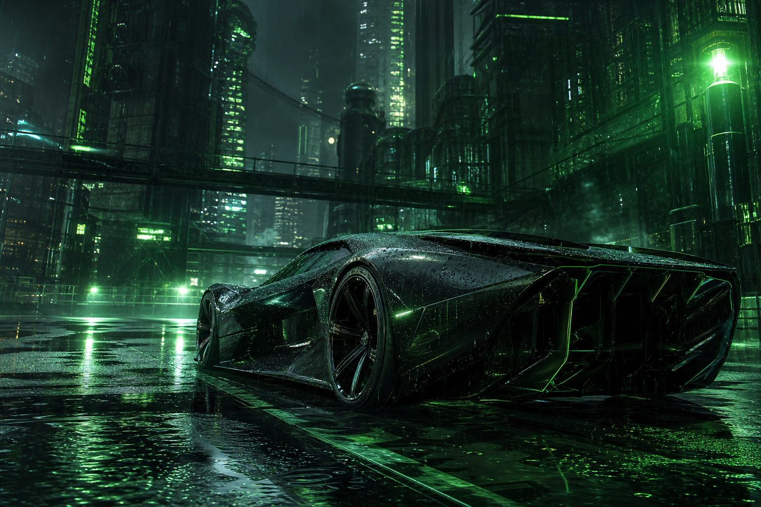 Neon Cyberpunk City In Rain Supercars Wallpaper  1 4K