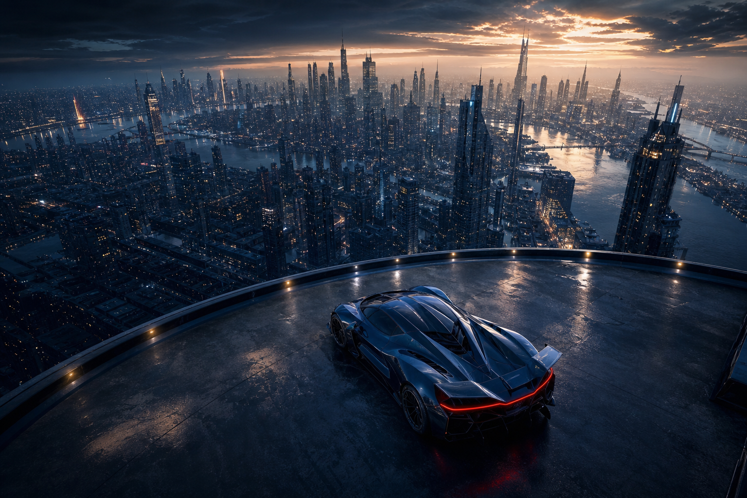 Neon Cyberpunk City In Rain Supercars Wallpaper  1 4K