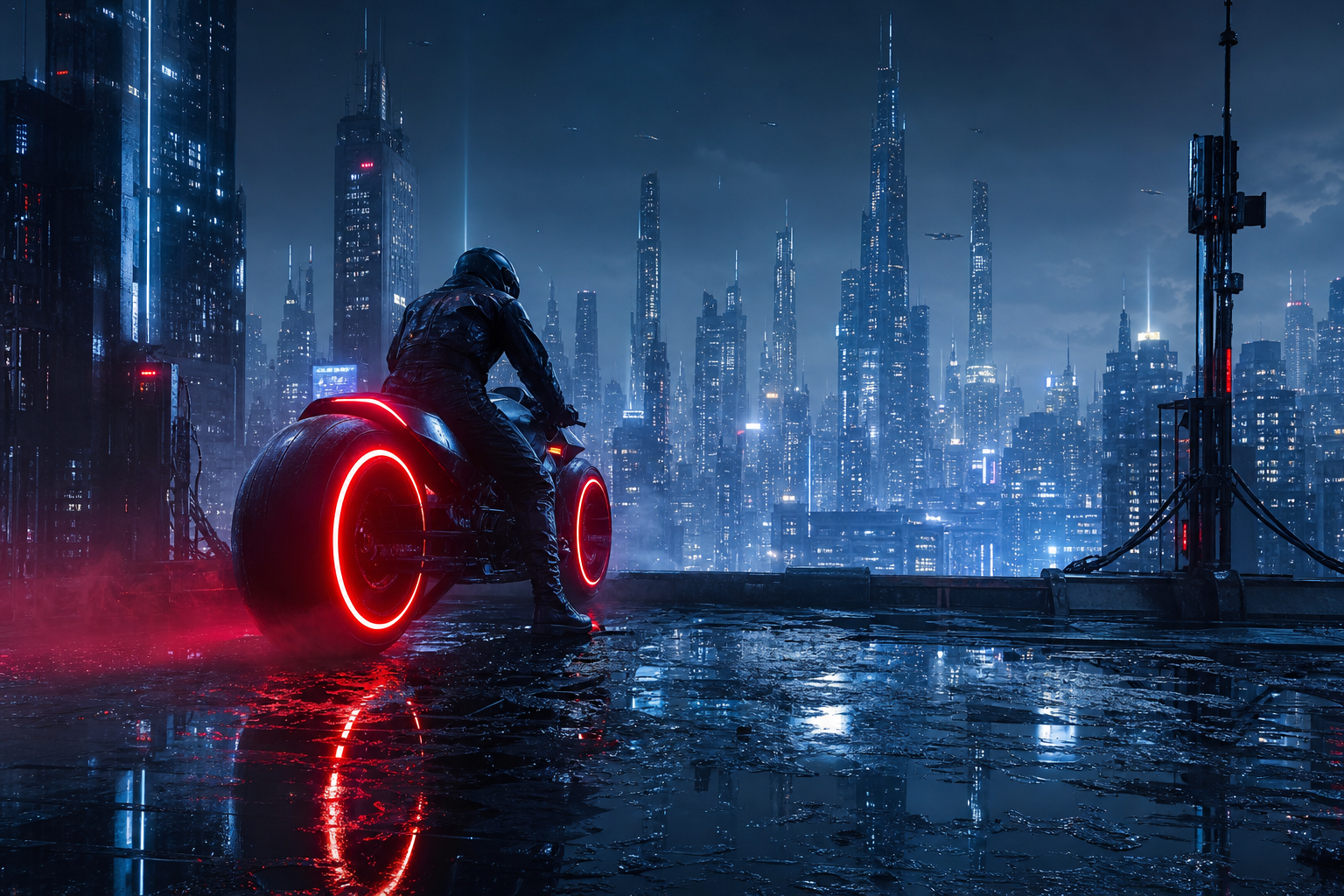 Neon Motorcycle In Cyberpunk City Cyberpunk Wallpaper  7 4K