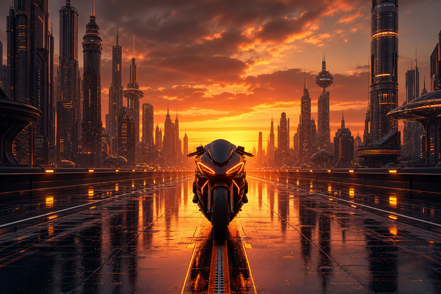 Neon Motorcycle In Cyberpunk City Cyberpunk Wallpaper  7 4K