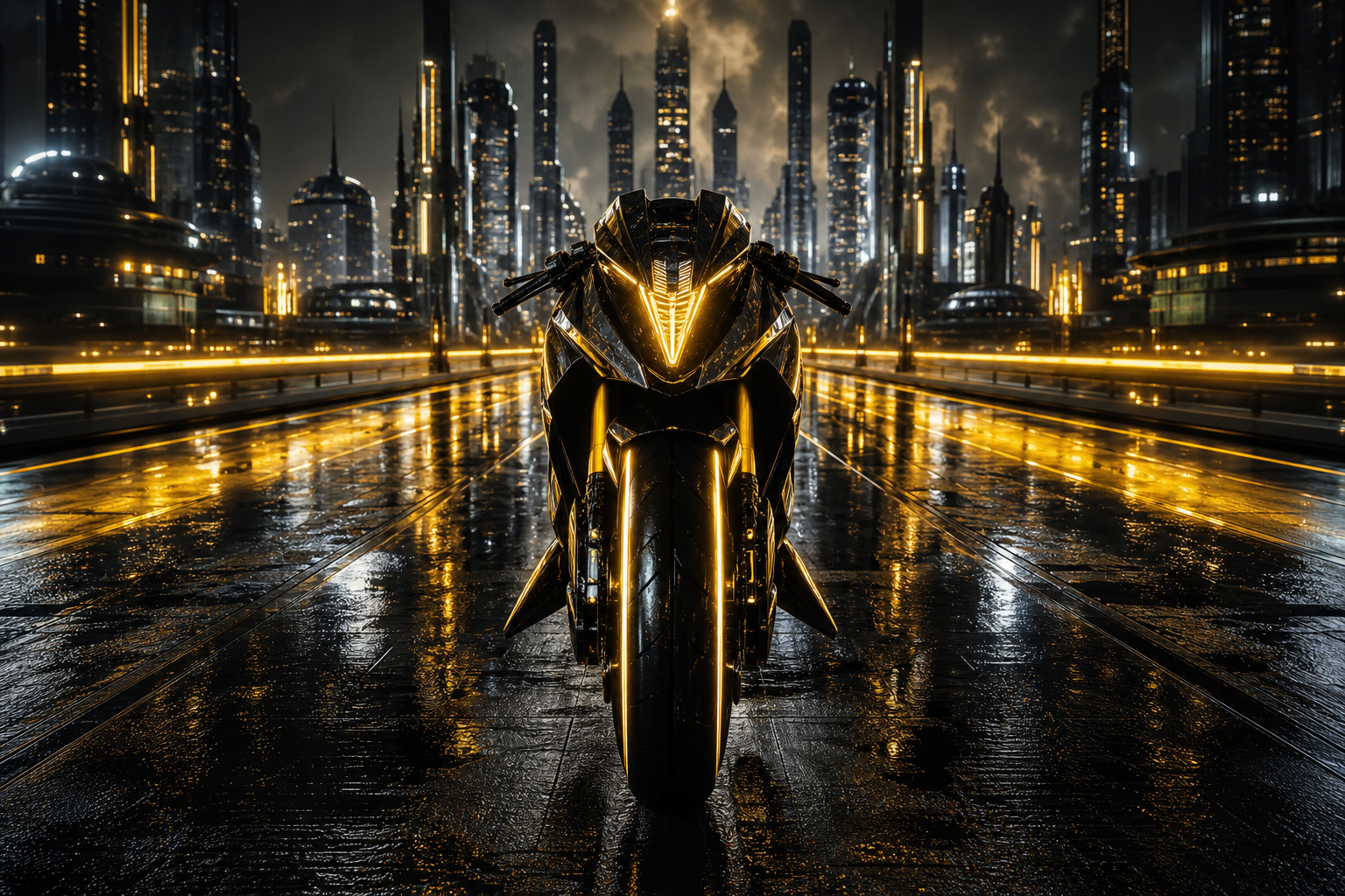 Neon Motorcycle In Cyberpunk City Cyberpunk Wallpaper  7 4K