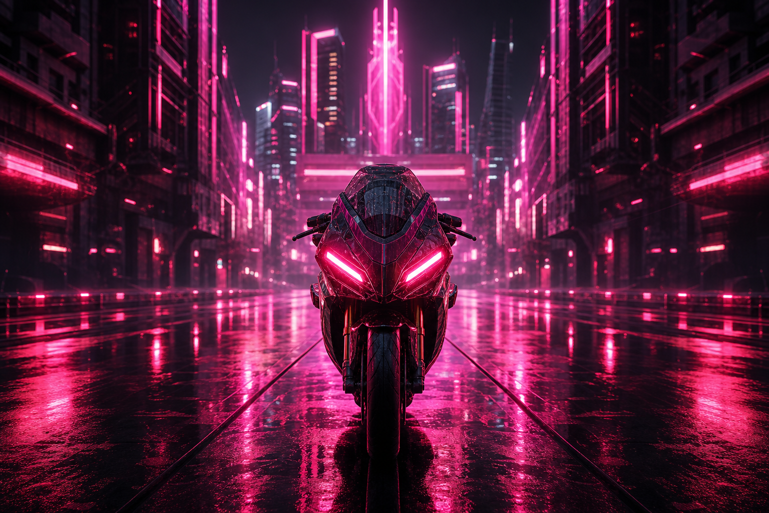 Neon Motorcycle In Cyberpunk City Cyberpunk Wallpaper  7 4K