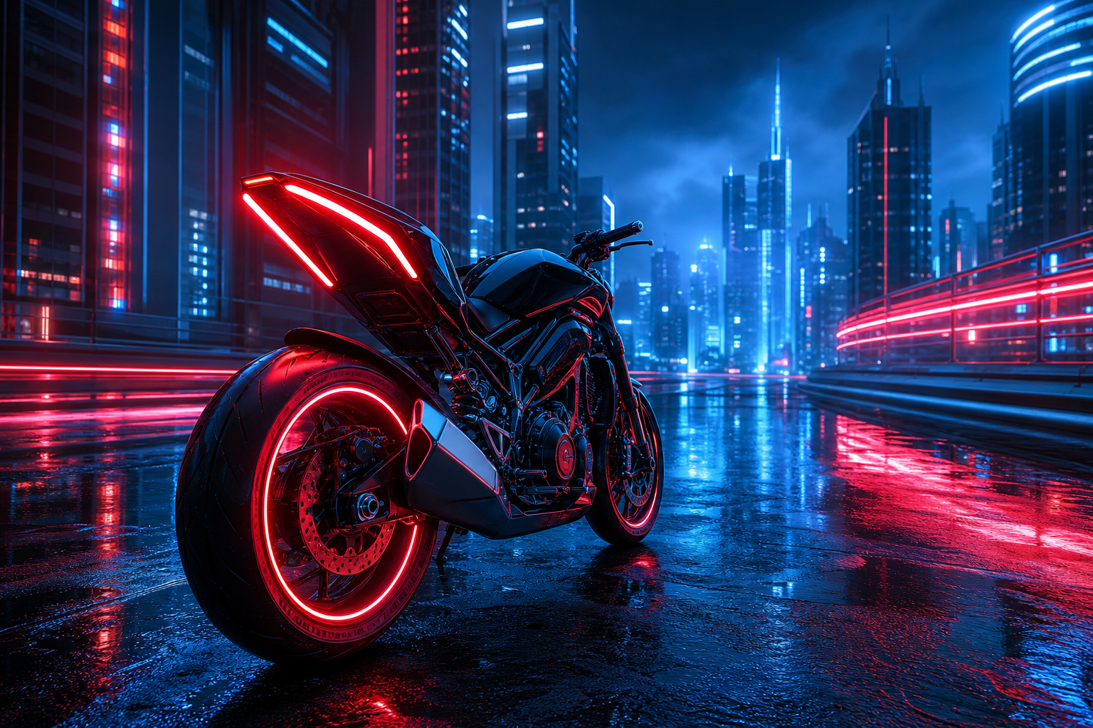 Neon Motorcycle In Cyberpunk City Cyberpunk Wallpaper  7 4K