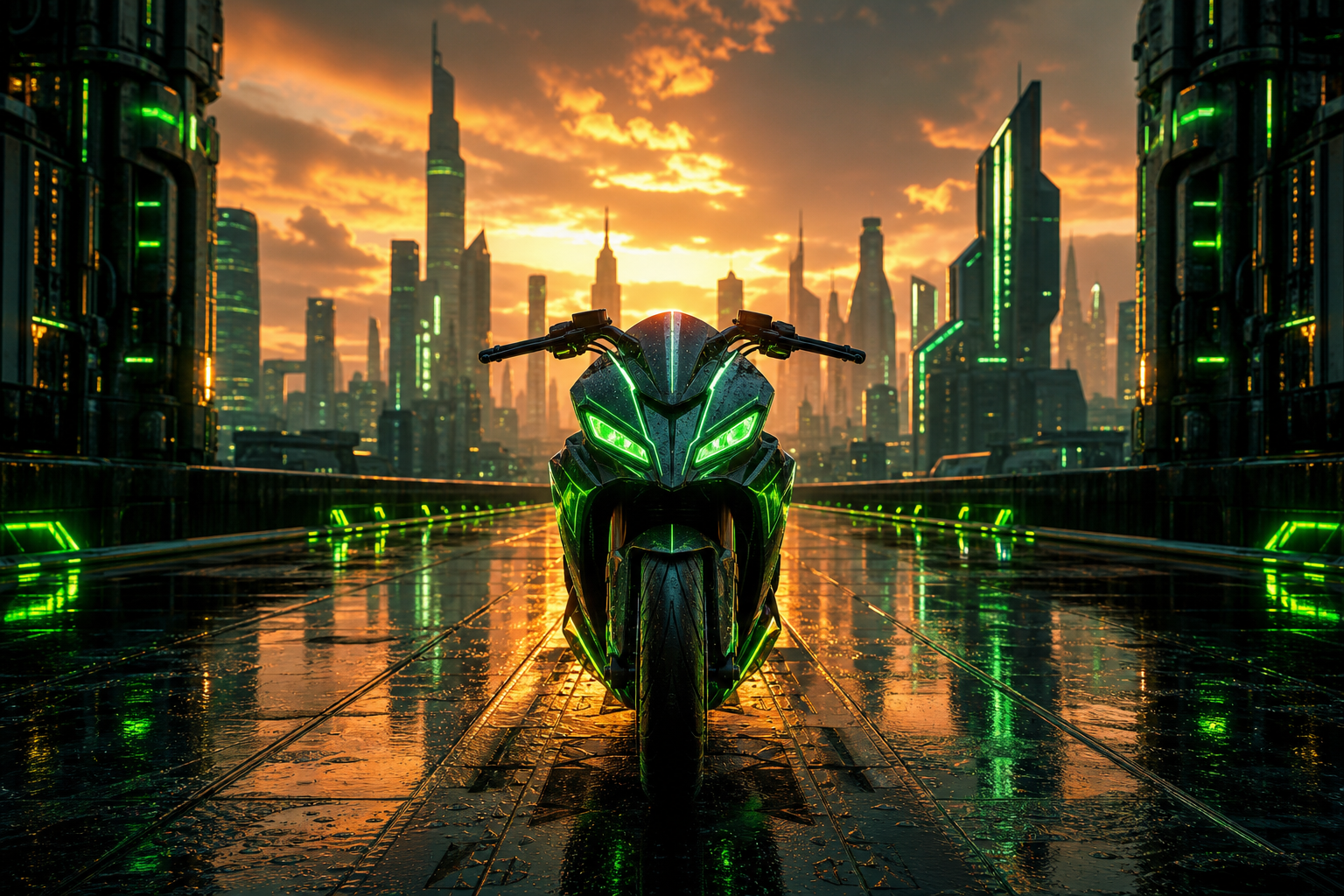 Neon Motorcycle In Cyberpunk City Cyberpunk Wallpaper  7 4K